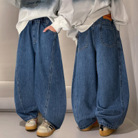 男童韩版牛仔阔腿裤大童休闲长裤潮2026年春装男孩宽松直筒裤
