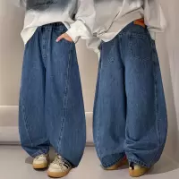 男童韩版牛仔阔腿裤大童休闲长裤潮2026年春装男孩宽松直筒裤