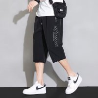 七分裤冰丝裤男士韩版大码时尚潮流休闭个性印花短裤