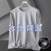 男士长袖男装宽松秋衣纯色大码圆领上衣打底T恤