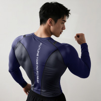 跑步运动休闲男士秋季速干紧身衣高弹压缩打底衫运动长袖健身