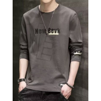 长袖T恤衫男士秋季新款薄款韩版修身圆领字母时尚潮上衣