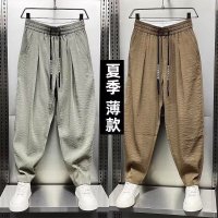 休闲裤男士痞帅阔腿潮流宽松褶皱哈伦萝卜裤