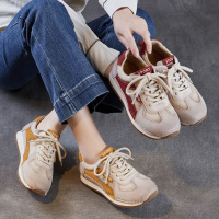 2026春夏季新款时尚百搭透气网面复古运动舒适休闲运动鞋真皮女鞋