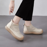 2026春夏季款镂空马丁靴女薄款单靴厚底真皮编织短靴凉靴洞洞凉鞋