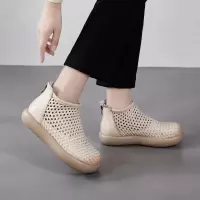 2026春夏季款镂空马丁靴女薄款单靴厚底真皮编织短靴凉靴洞洞凉鞋