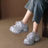 厚底老爹鞋女2026春季新款时尚水钻圆头网面透气百搭休闲运动鞋