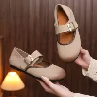 头层牛皮勃肯鞋女2026春季新款复古丑萌软皮平底单鞋圆头玛丽珍鞋