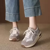 头层牛皮单鞋女2026春季新款真皮圆头气垫厚底舒适百搭休闲阿甘鞋