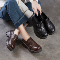 英伦复古乐福鞋女2026春新款厚底小个子时尚百搭小皮鞋显脚小单鞋