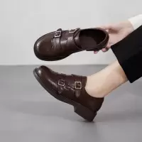 轻奢复古布洛克小皮鞋女2026春季新款真皮平底单鞋英伦德比乐福鞋