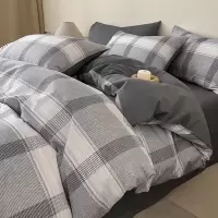 2026新款纯棉床上四件套全棉简约条格被套床单三件套床品