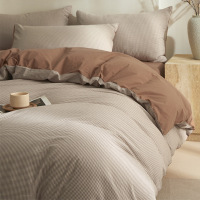 A类色织纯棉水洗棉四件套全棉高级感床单被套三件套床笠床上用品4