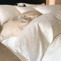 全棉床上四件套2026新款纯棉提花被套床单床笠轻奢高级感床品