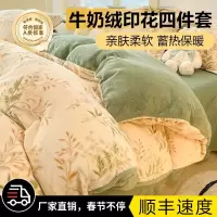 冬季加厚牛奶绒四件套2026新款双面加绒珊瑚绒被套床单三件套