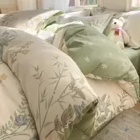四季田园风纯棉床上四件套加厚全棉床单被套罩宿舍三件套床笠床品