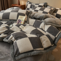 新款牛奶绒被套单件冬季双面珊瑚绒被罩床单三四件套150x200x230