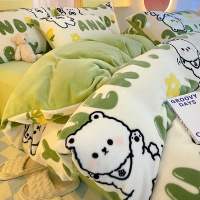 牛奶绒床上四件套秋冬2026新款冬季加绒面珊瑚法兰绒床单被套