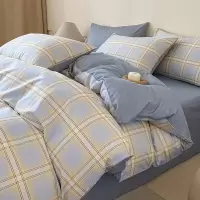 简约格纹纯棉床上四件套2026新款100全棉床单被套三件套床笠床品4