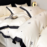 赫本风床上四件套夏季冰丝夏凉被套非天丝床单床笠款床品