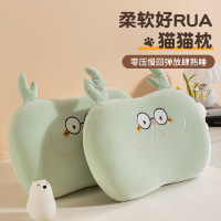 猫肚皮记忆棉枕头儿童护颈椎助睡眠枕芯单个单人学生宿舍一对整头