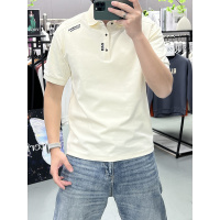 夏季新款男短袖T恤中青年时尚纯色字母翻领POLO衫休闲半袖打底衫