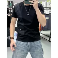 男装夏季男士休闲圆领套头个性拼接潮流时尚短袖