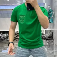 2026夏季短袖男士上衣圆领修身半袖衫打底衫刺绣时尚丝光棉潮ins