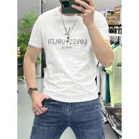 个性潮牌烫钻字母T恤夏季圆领修身短袖潮流休闲新款欧货T恤上衣男