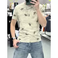 夏季新款时尚轻奢重磅时尚破洞重工字母半袖T恤男士圆领短袖打底