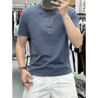 夏季新款短袖T恤男韩版帅气修身T恤钢印字母圆领T恤潮流内搭打底
