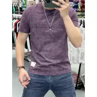 夏季新款设计感短袖T恤男凹凸钢印字母扎染半袖ins男生修身打底衫