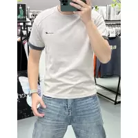 拼接色夏季新款莫代尔面膜恤撞色设计感拼接休闲男士圆领短袖T恤