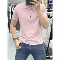 欧洲站短袖T恤男夏季新款潮牌修身半袖男士简约凹凸字母圆领上衣