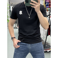 欧洲站简约字母印花短袖男潮牌夏季新款时尚修身潮流T恤圆领上衣