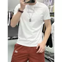 欧货夏季新款青年短袖印花字母圆领体恤修身潮流透气丝光棉男上衣