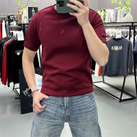潮牌春夏新款男打底短袖T恤加厚重磅马年刺绣半袖衫圆领休闲上衣t