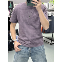 男士短袖T恤圆领丝光棉夏季薄款上衣羽毛半袖打底衫休闲体恤衫潮i