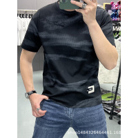 男装夏季新款短袖漂染条纹喷T恤男高街潮牌水洗个性痞帅男士上衣