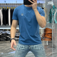 短袖T恤男2026夏季新款时尚潮牌字母钢印潮流修身圆领半袖体恤男