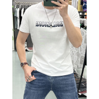 重工刺绣字母潮流时尚T恤半袖上衣夏季短袖修身透气青年休闲