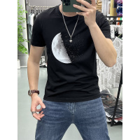 夏季新款星空半月烫钻潮牌修身短袖T恤男青年时尚上衣打底衫