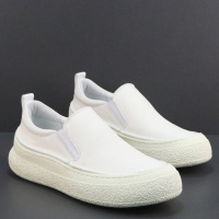 一脚蹬懒人男鞋2026新款春季真皮小白鞋厚底轻便简约百搭休闲板鞋