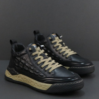 冬季真毛保暖棉鞋男新款真皮高帮板鞋防滑耐磨一脚蹬休闲男鞋