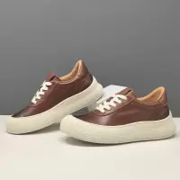 男生头层牛皮休闲鞋百搭男款潮鞋真皮欧洲站男鞋男士厚底增高鞋男