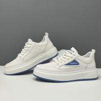 男生头层牛皮厚底板鞋男款潮鞋真皮百搭欧洲站男鞋男士透气休闲鞋