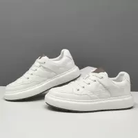 男生真皮厚底板鞋男款潮鞋头层牛皮欧洲站男鞋男士休闲小众增高鞋