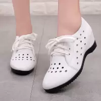 2026新款春秋平底单鞋内增高女鞋夏季季真皮复古小白鞋大码洞洞鞋