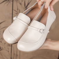 乐福鞋女英伦风2026新款春秋头层牛皮复古风乐福鞋一脚蹬妈妈单鞋