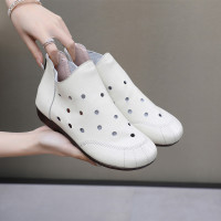 头层牛皮凉靴女26春夏季镂空透气真皮舒适软底复古软底42大码凉靴